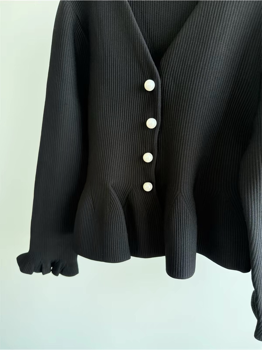 Sandro Peplum cardigan Black V-Neck Peplum Button, XS S M L - Picture 5 of 5